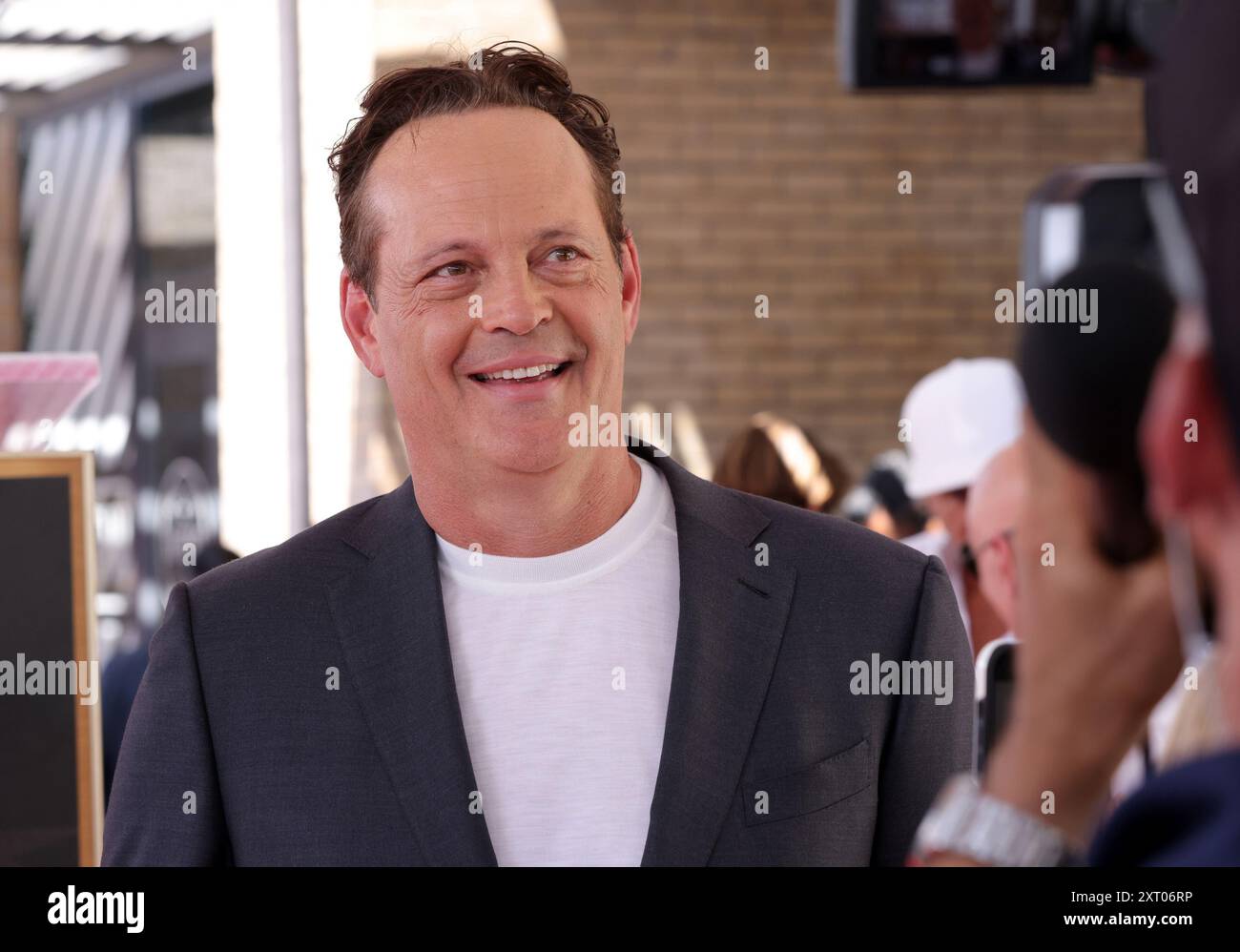 Los Angeles, Usa. August 2024. Schauspieler Vince Vaughn während einer Enthüllungszeremonie zu Ehren des 2. 786. Stars auf dem Hollywood Walk of Fame in Los Angeles am Montag, den 12. August 2024. Foto: Greg Grudt/UPI Credit: UPI/Alamy Live News Stockfoto