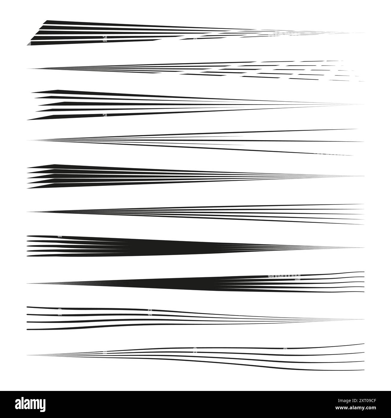 Abstrakte Geschwindigkeitslinien. Dynamische Vektorstreifen. Schwarz-weiß-Design. Bewegungseffektelemente. Stock Vektor