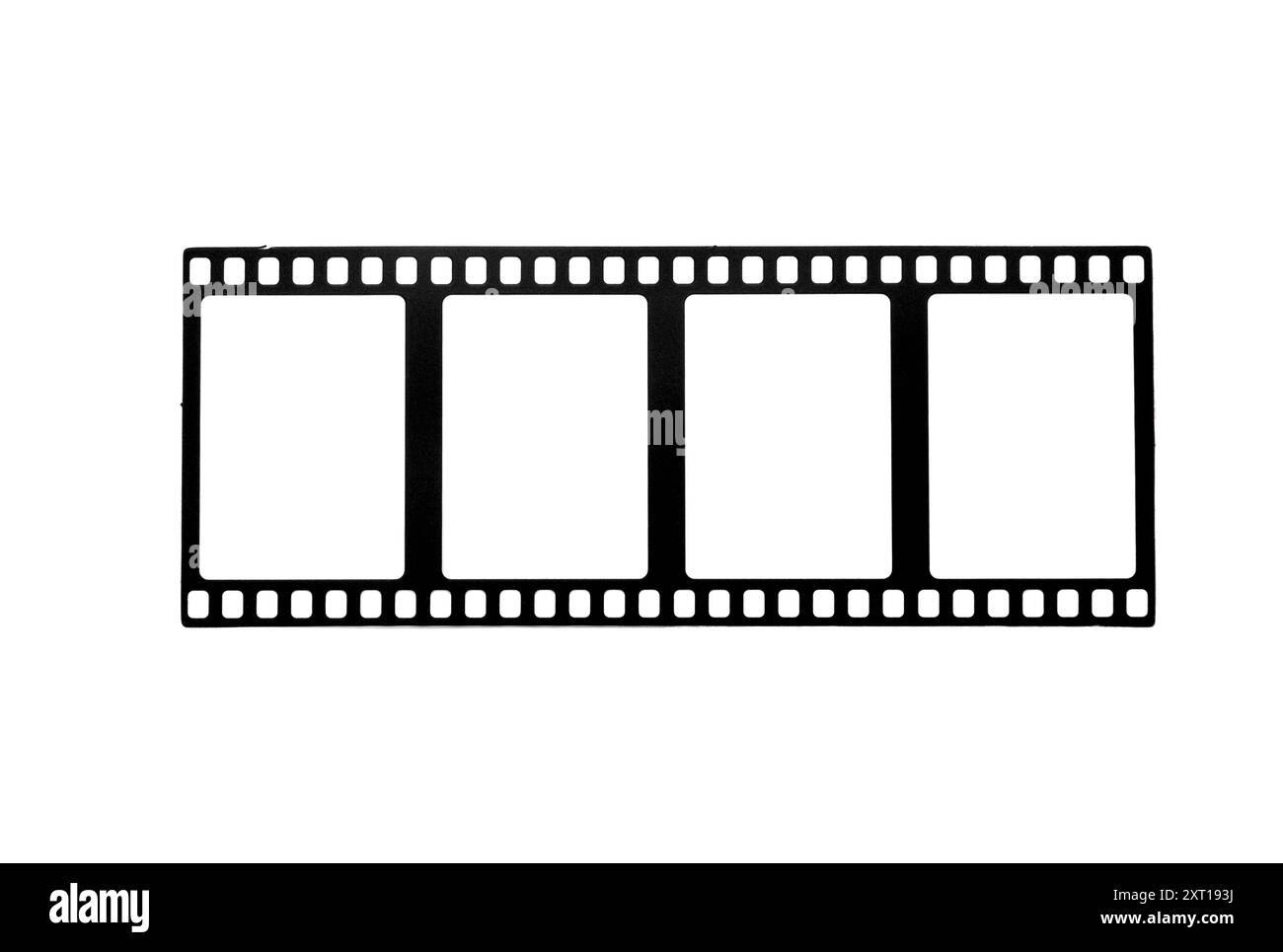 Leerer Zelluloid-Fotofilmstreifen auf weiß Stockfoto