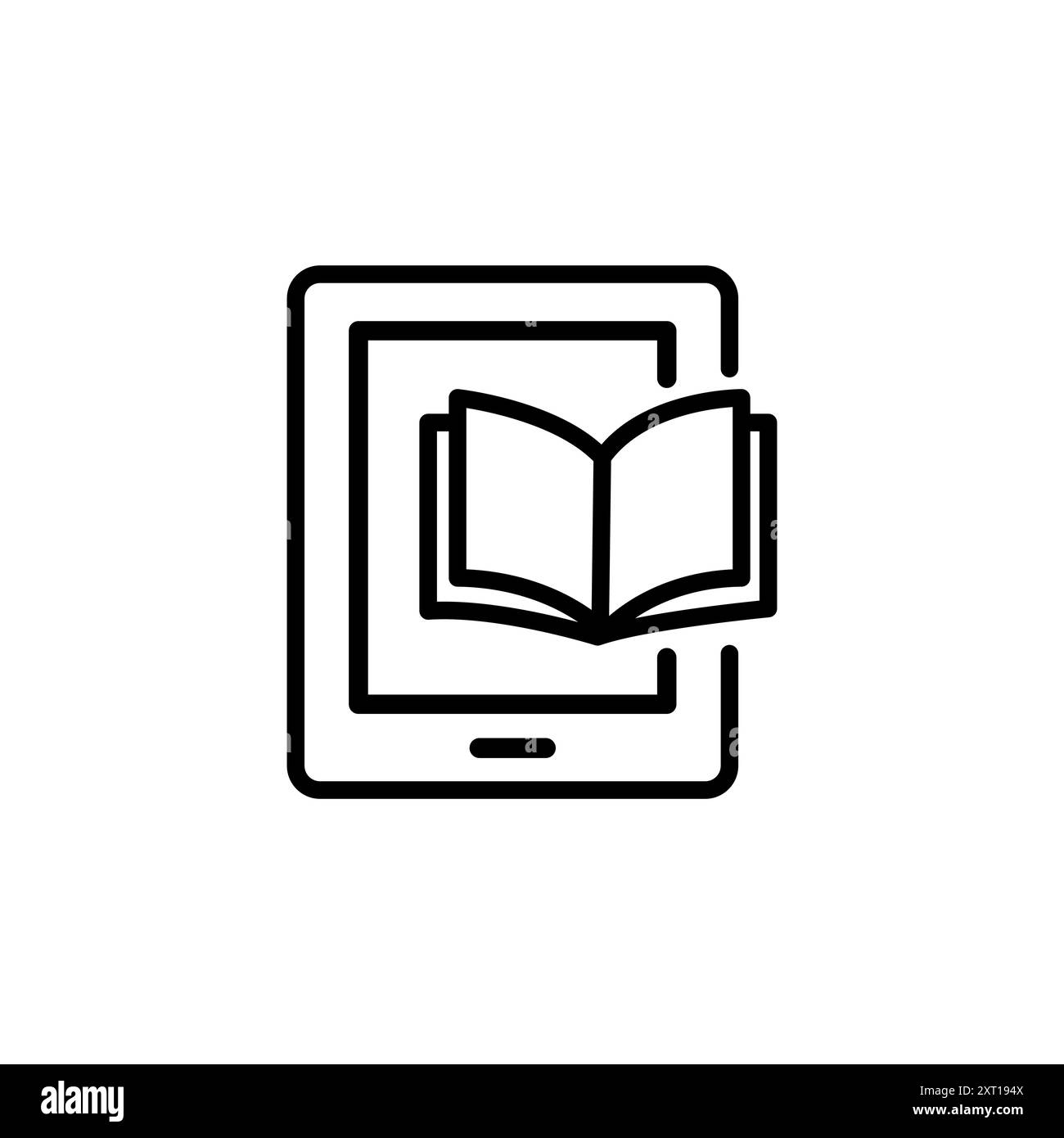 E-Book-Symbol. Design des Konturstils auf weißem Hintergrund isoliert Stock Vektor