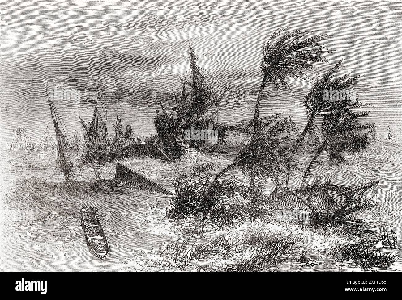 Der Calcutta-Zyklon von 1864. Aus Cassells Illustrated History of England, veröffentlicht um 1880. Stockfoto