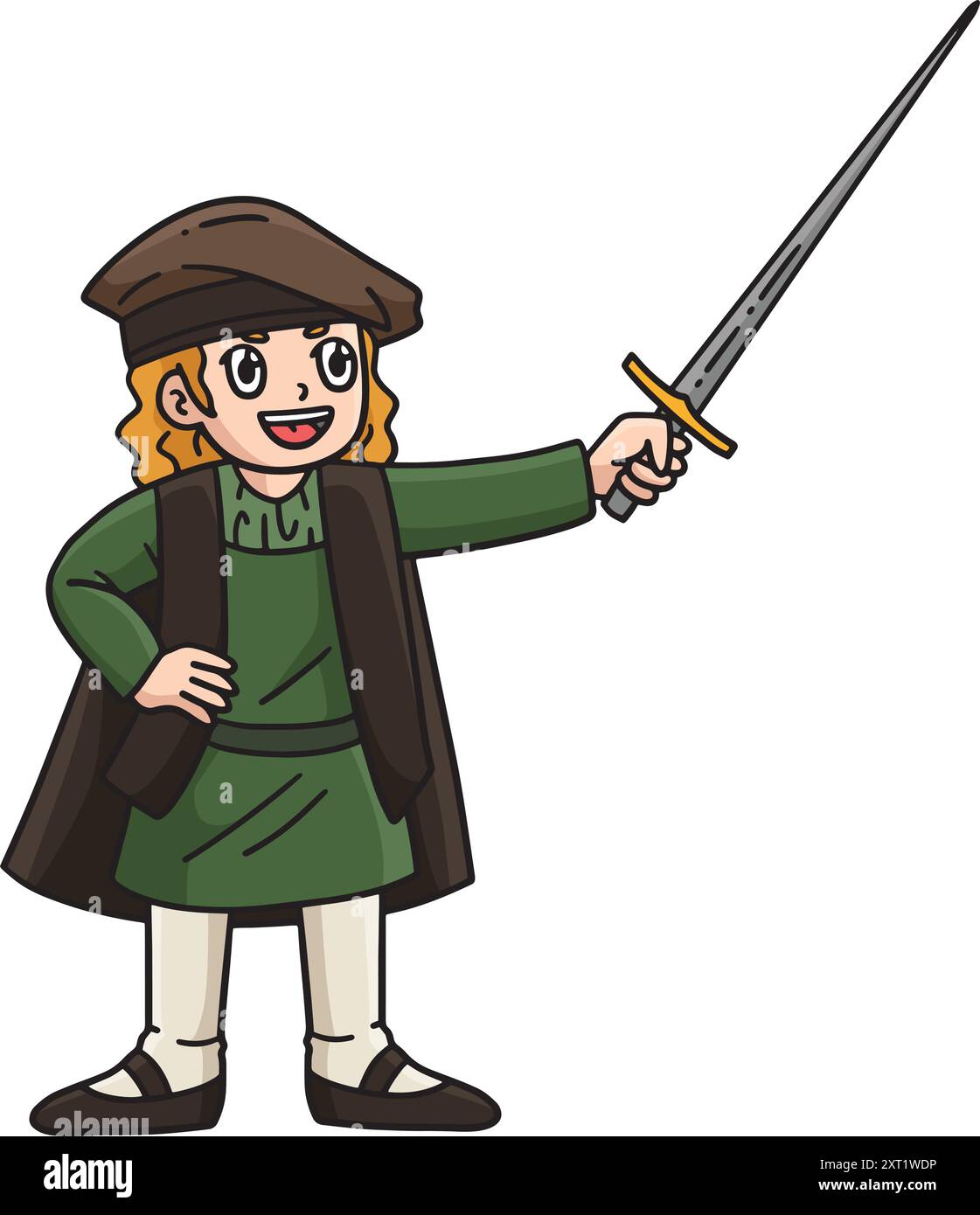 Columbus Day man with Sword Cartoon Clipart Stock Vektor