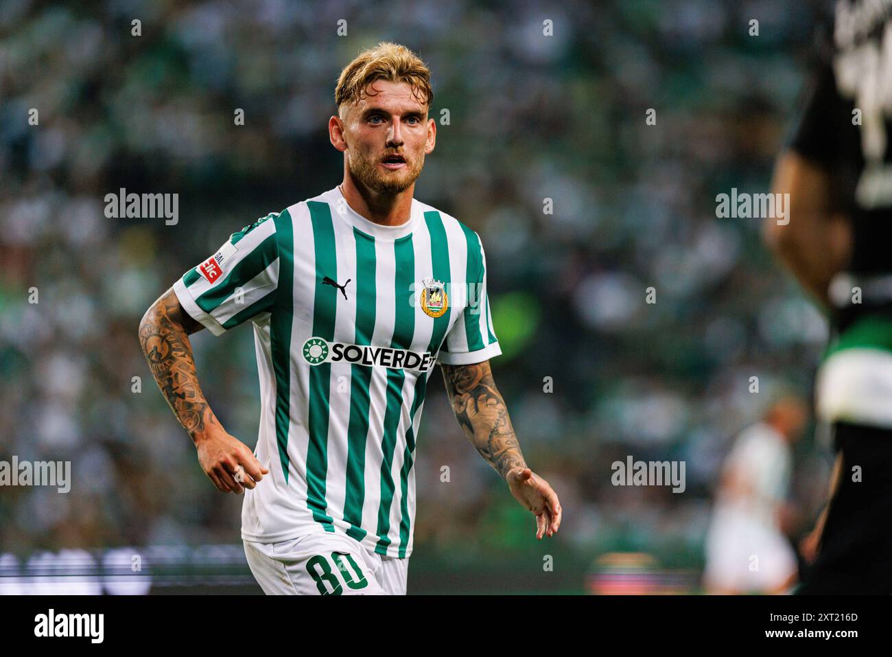 Lissabon, Portugal. August 2024. OLE Pohlmann (Rio Ave FC), der beim Spiel der Liga Portugal zwischen den Teams Sporting CP und Rio Ave FC bei Estadio Jose Alvalade im Endresultat zu sehen war. Sporting CP gewann 3-1 Credit: SOPA Images Limited/Alamy Live News Stockfoto