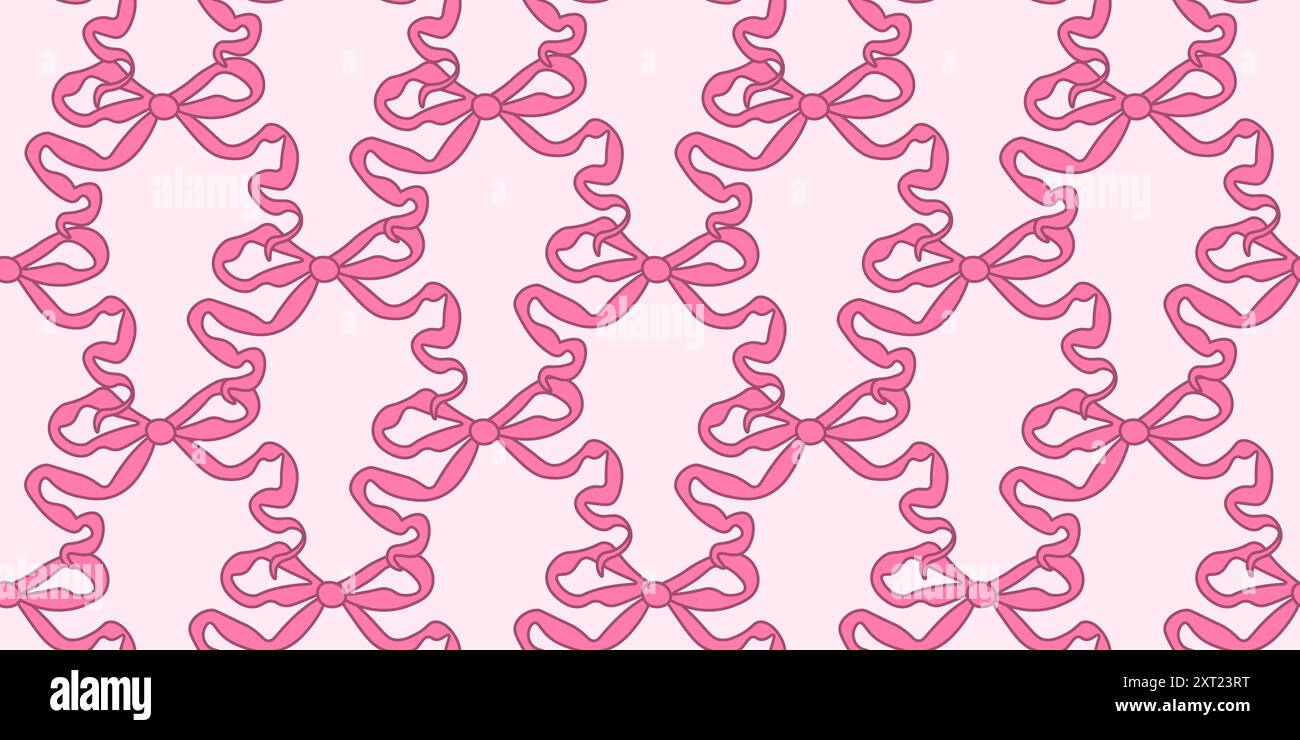 Nahtloses Dekorationsmuster mit rosafarbenen Schleifen. Trendiges Design. Niedlicher femininer romantischer Hintergrund für Textilien, Tapeten, Verpackungen. Vektorabbildung Stock Vektor