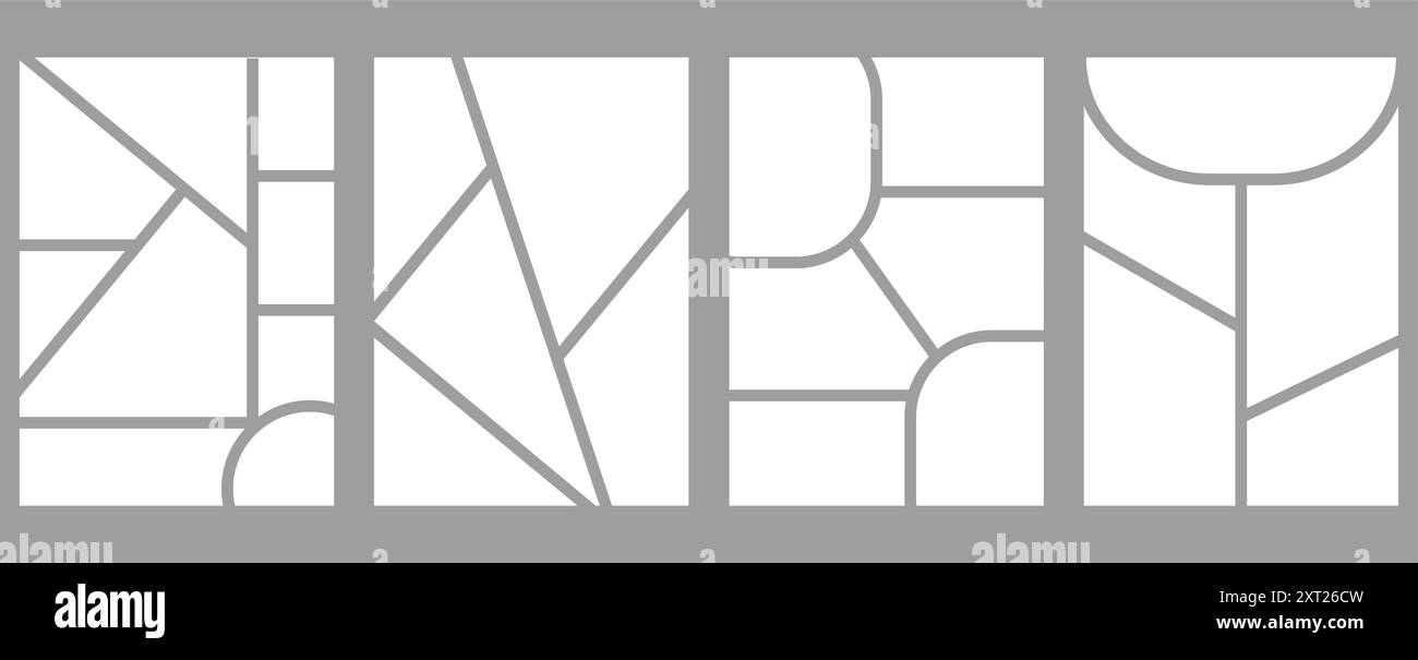 Satz von Vorlagen minimalistische geometrische Bilderrahmen. Layout für Stimmungstafel oder Fotobild. Einfaches, trendiges geometrisches Design. Vektorabbildung Stock Vektor