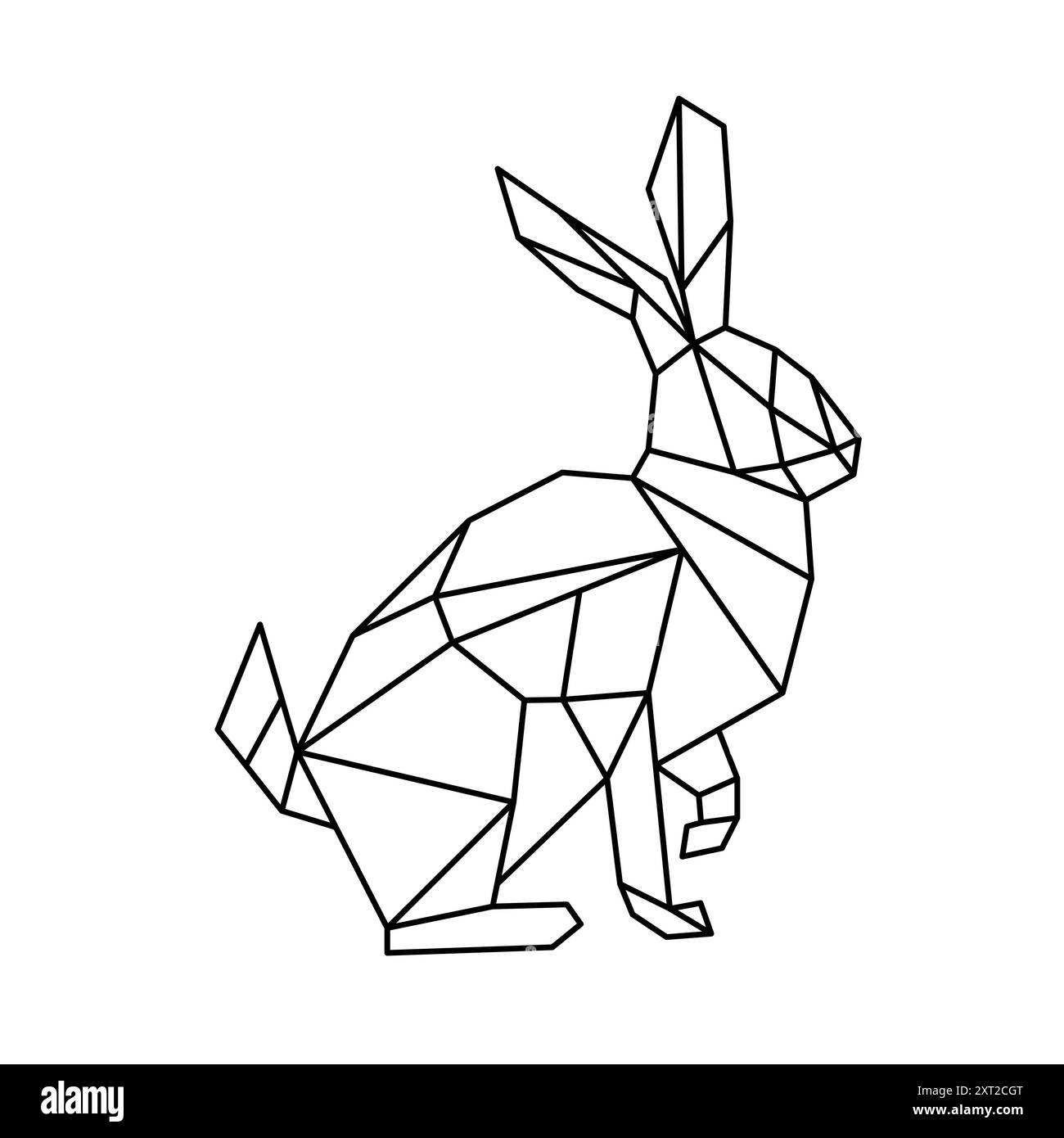 Eine polygonale Strichgrafik eines Hirsches, die geometrische Formen in schwarzen Linien zeigt. Stock Vektor