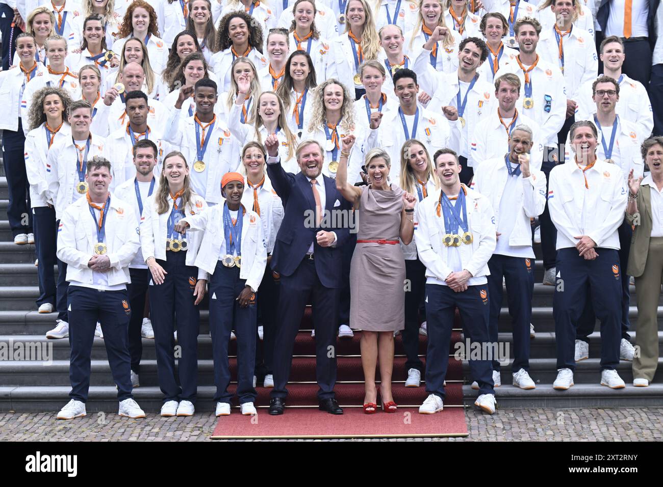 Den Haag, Niederlande. , . Huis Ten Bosch PalaceKönig Willem Alexander und Königin Máxima erhalten die niederländischen Medaillengewinner der Olympischen Sommerspiele 2024 in Paris im Huis Ten Bosch PalacePHOTO: NLBeeld/Patrick van EMST Credit: NL Beeld/Alamy Live News Stockfoto
