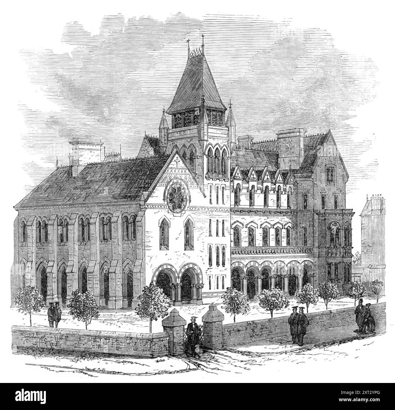 Sir William Turner's Gymnasium, Coatham, Redcar, 1870. "Die neuen Gebäude der Sir W. Turner's Gymnasium wurden kürzlich in Coatham errichtet,... auf Anordnung des Court of Chancery, anstelle des alten Schulhauses in Kirkleatham, etwa zwei Meilen entfernt. Die Schule wurde 1676 von Sir W. Turner gegründet und mit Land bestückt, das heute etwa £450 pro Jahr produziert, und zwar von Sir W. Turner, einem Kaufmann und Lord Mayor of London, „unter dessen Weise und gerechte Verwaltung“ (sagt Burnet) der Wiederaufbau der Stadt nach dem Großen Feuer ging so schnell voran, dass er im folgenden Jahr zum Bürgermeister gewählt worden wäre, aber Stockfoto