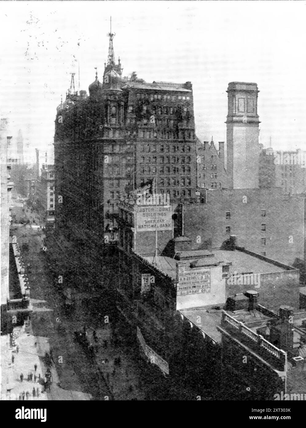 Ein Hotel, In Dem Sie Zimmer Auf Hoher See Buchen Können: Das Waldorf-Astoria, Das Erste Hotel, Das Mit Wireless Telegraphy Ausgestattet Ist, 1909. "Es ist nun möglich, dass diejenigen, die den Atlantik überqueren, mittels drahtloser Telegrafie mit dem Waldorf-Astoria Hotel in New York kommunizieren und so Zimmer an Land buchen können, während sie auf hoher See sind." Aus Illustrated London News, 1909. Stockfoto