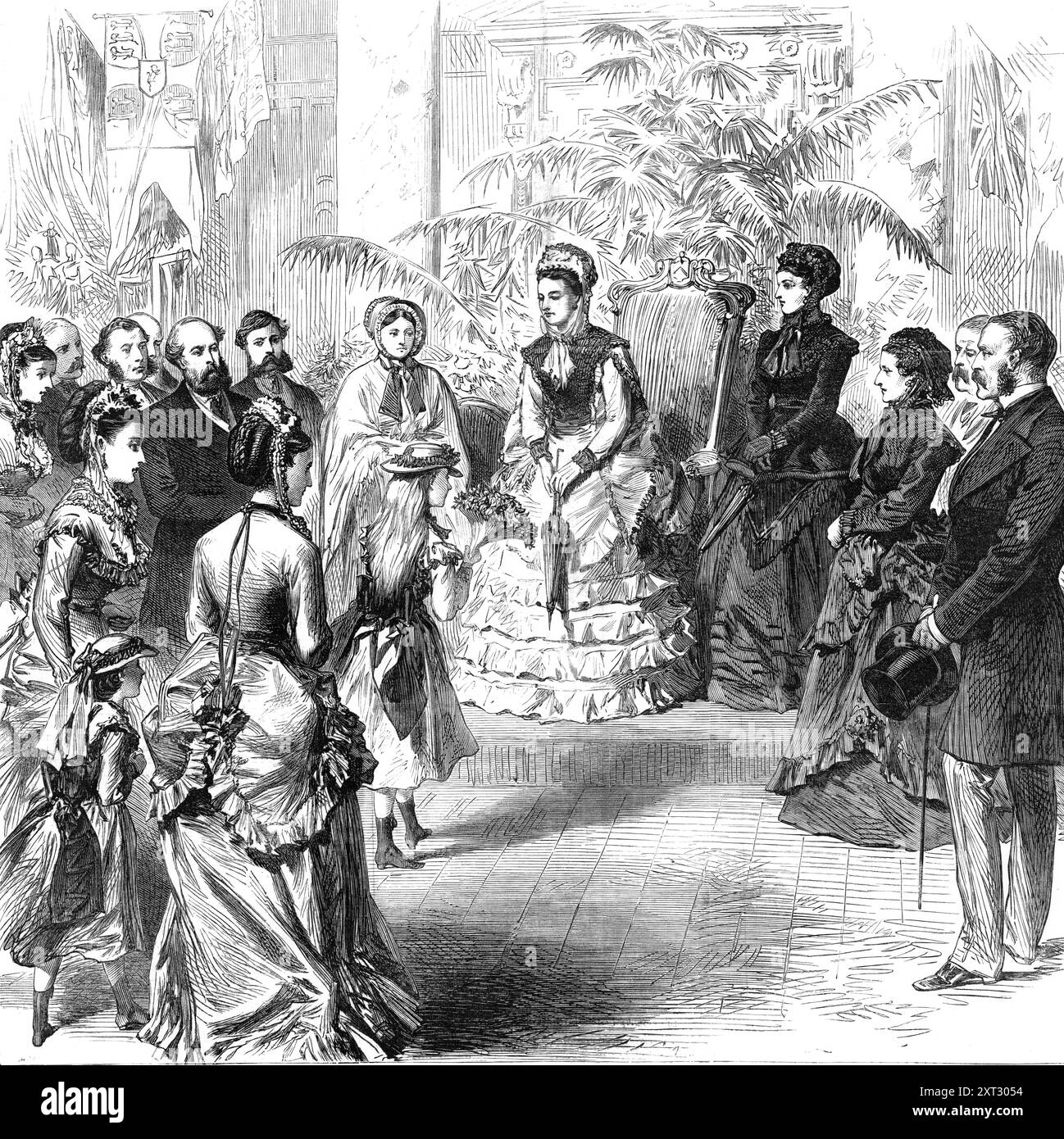 Prinzessin Louisa eröffnete den Basar für das Nordostkrankenhaus für Kinder, 1870. „Das North-Eastern Hospital for Children, das sich heute in 125, Hackney-Road, in der Nähe der Shoreditch Church [in London] befindet, hat seit seiner Eröffnung vor zwei oder drei Jahren 15.000 ambulante Patienten geholfen. aber er hat nur Platz für zwölf stationäre Patienten, und deshalb appelliert der Ausschuss besonders an die öffentliche Freiheit, einen Fonds für die Bereitstellung eines neuen Gebäudes zu schaffen. Im City Terminus Hotel in der Cannon-Street wurde ein schicker Basar abgehalten, um Geld für diesen Zweck zu erhalten. Es wurde eröffnet... von Ihrer Königlichen Hoheit Prinzessin Louisa. Stockfoto