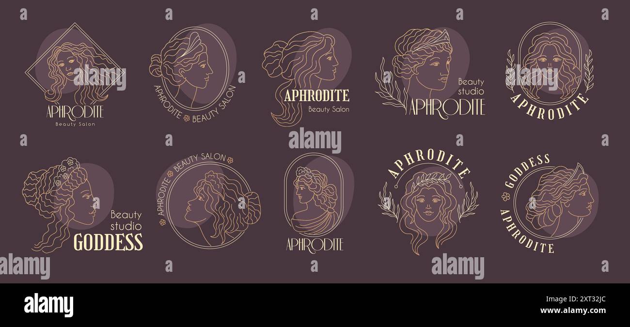Aphrodite. Beauty Woman Logo oder Abzeichen aphrodite griechische Göttin aktuelle Vektor Business Identity Logo Vorlagen Stock Vektor