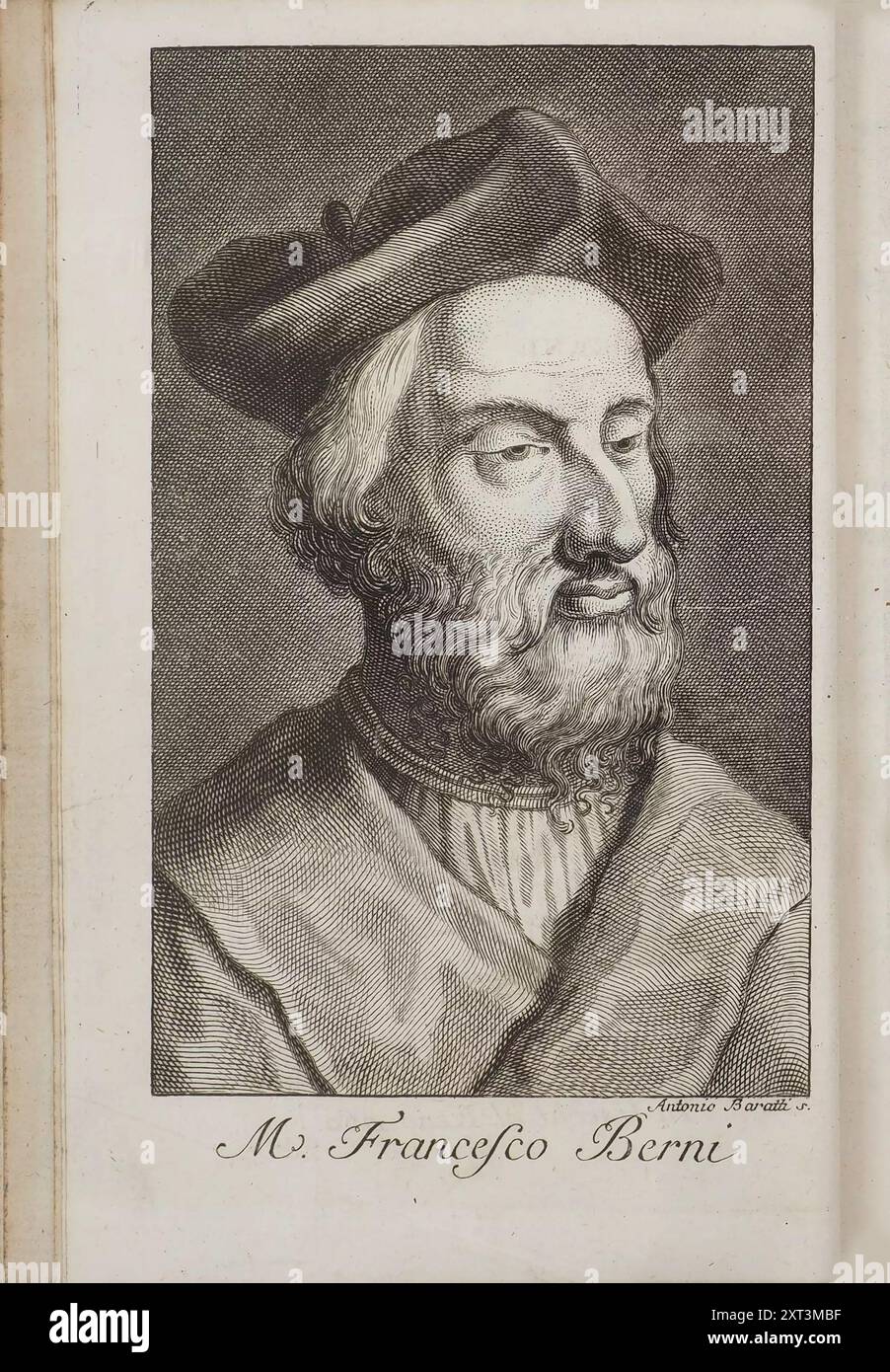 Porträt des Dichters Francesco Berni (1497-1536), um 1760. In der Sammlung der Privatsammlung gefunden. Stockfoto