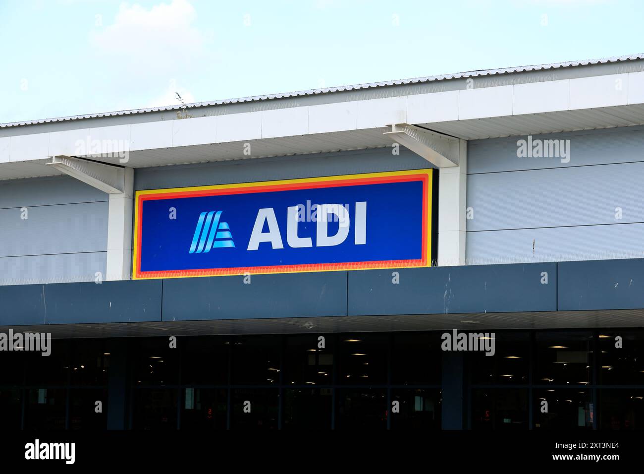 Aldi Supermarkt, Batchelor Road, Gabalfa, Cardiff, Wales. Stockfoto