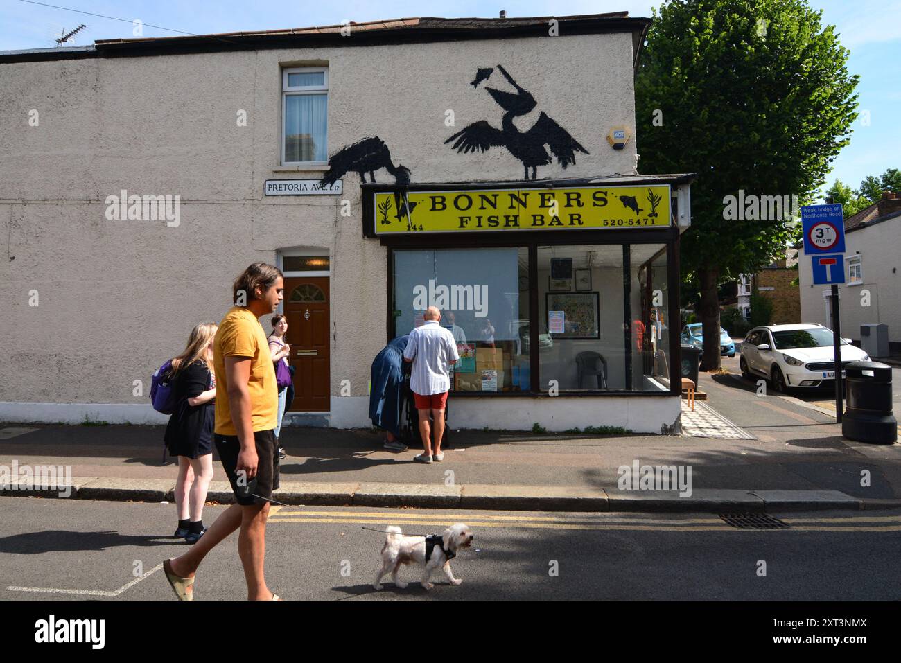 London, Großbritannien. August 2024. Banksys Streetart-Tour mit Tiermotiven setzt sich mit Pelikanen fort. Am fünften Tag in Folge hat Banksy in London neue Werke geschaffen, in denen jedes Werk Tiere zeigt. (Kreditbild: © Laura Chiesa/Pacific Press via ZUMA Press Wire) NUR REDAKTIONELLE VERWENDUNG! Nicht für kommerzielle ZWECKE! Stockfoto