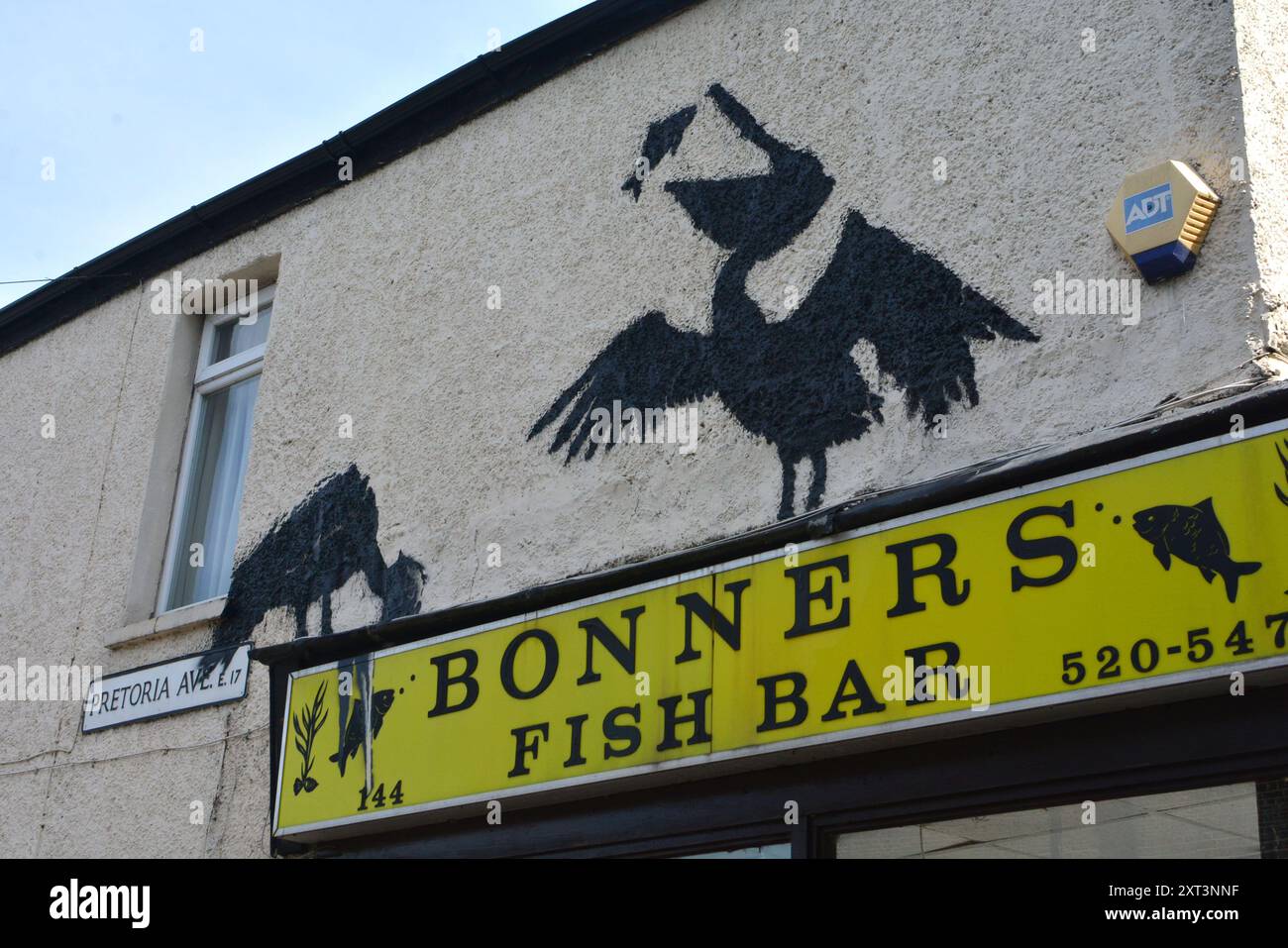 London, Großbritannien. August 2024. Banksys Streetart-Tour mit Tiermotiven setzt sich mit Pelikanen fort. Am fünften Tag in Folge hat Banksy in London neue Werke geschaffen, in denen jedes Werk Tiere zeigt. (Kreditbild: © Laura Chiesa/Pacific Press via ZUMA Press Wire) NUR REDAKTIONELLE VERWENDUNG! Nicht für kommerzielle ZWECKE! Stockfoto