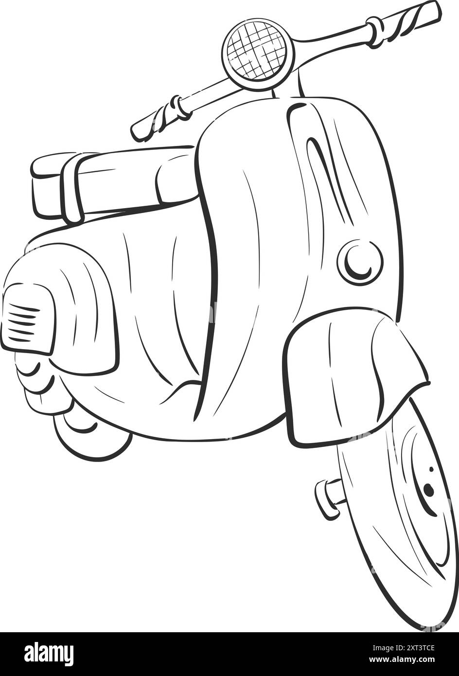 Vektor handgemalt Roller Illustration. Vintage-Motorrad im romantischen Stil. Paris Travel Love Holiday. Schwarze Silhouette für Schaltkreis Stock Vektor