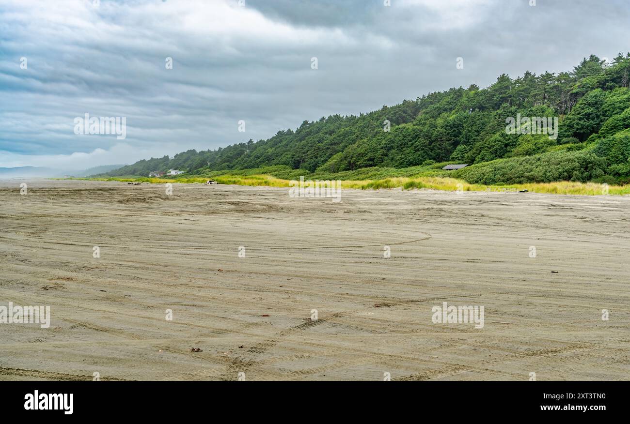 Blick auf Strandhäuser in der Nähe von Moclips, Washington./ Stockfoto