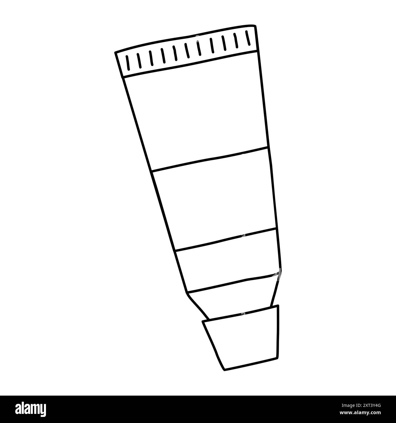 Leeres Rohr für Farbe oder kosmetische, Doodle-Stil flache Vektor-Umrissillustration für Kinder Malbuch Stock Vektor