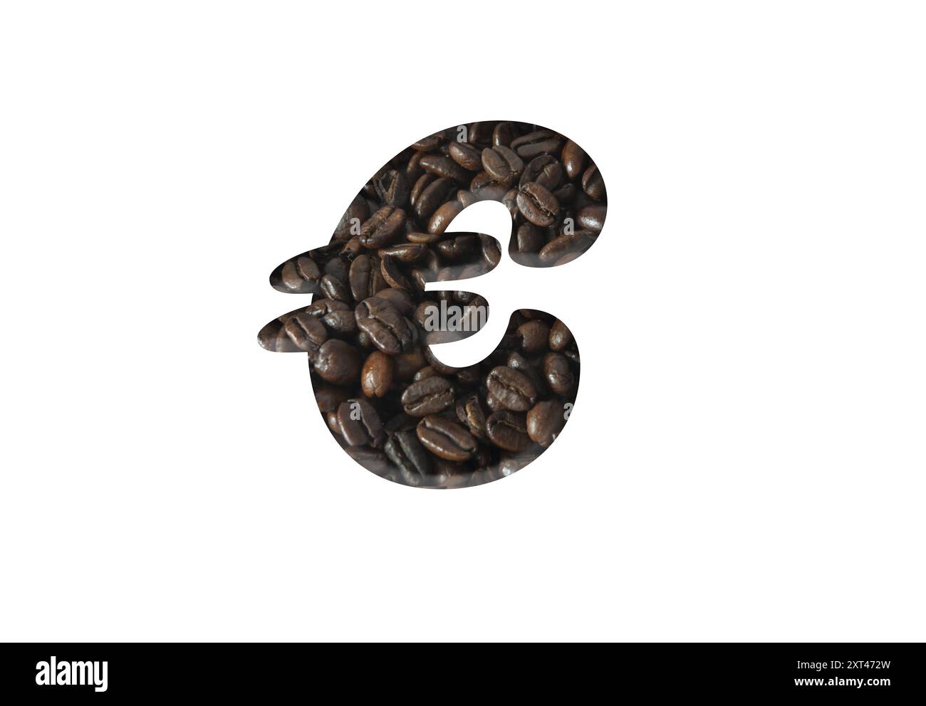 August 2024 Digitales Composite Euro â Währungssymbol mit einer Überlagerung von Kaffeebohnen. Es wurde berichtet, dass aufgrund der Umweltbedingungen, die die Ernten in verschiedenen Teilen der Welt beeinflussen, der Preis für Kaffee steigen wird. Rohstoffe, Cashcrop, Geld, Preis, Klima, ändern, ändern, Kosten, Getränke, Einkaufen, Ausschnitt, Stockfoto