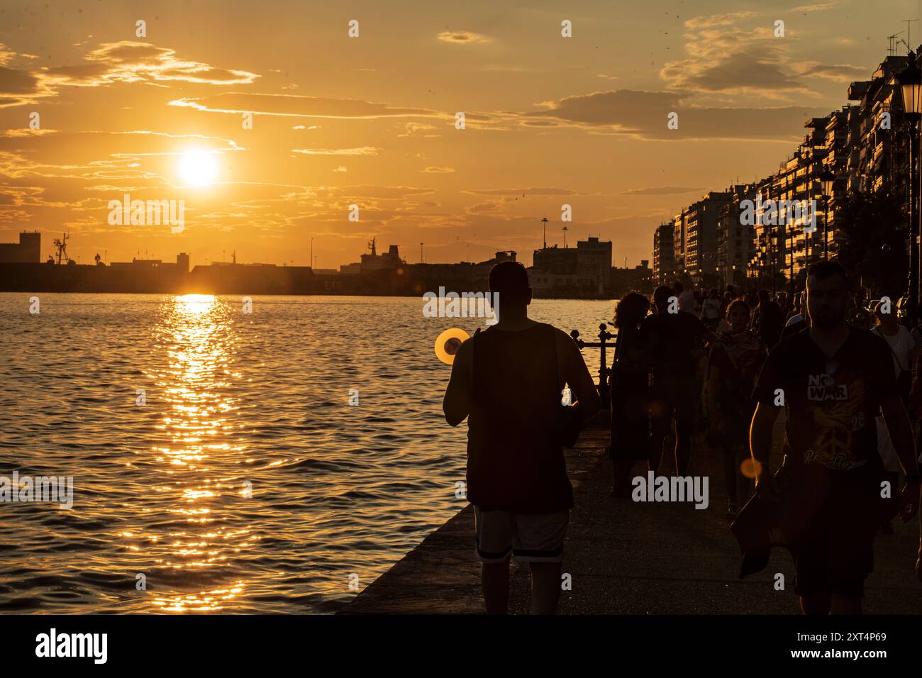 Sonnenuntergang an der Küste von Thessalonik. Griechenland Stockfoto