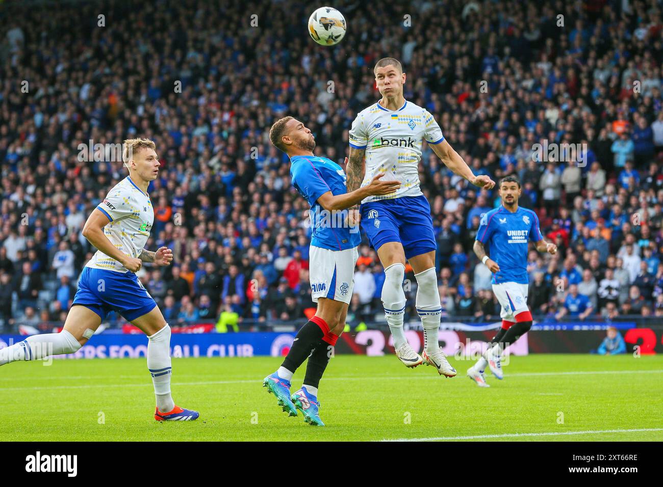 Glasgow, Großbritannien. August 2024. Die Rangers spielten Dynamo Kyiv in der Champions League im Hampden Park in Glasgow, Schottland. Das Endresultat war Dynamo Kiew mit 0:2, und die Tore wurden von O. Pikhalionok (82) und N. Voloshyn (84) erzielt. Quelle: Findlay/Alamy Live News Stockfoto