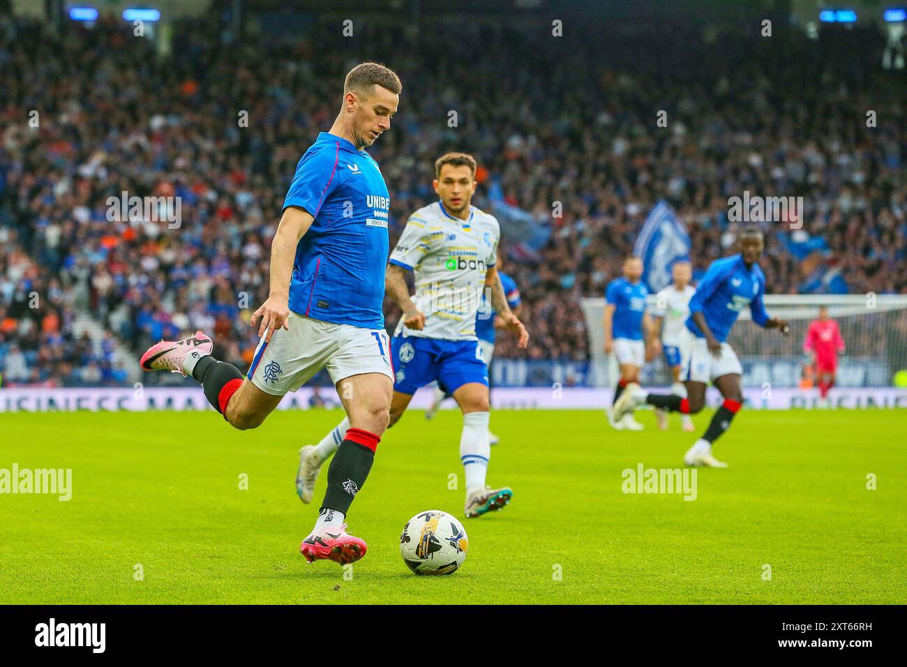 Glasgow, Großbritannien. August 2024. Die Rangers spielten Dynamo Kyiv in der Champions League im Hampden Park in Glasgow, Schottland. Das Endresultat war Dynamo Kiew mit 0:2, und die Tore wurden von O. Pikhalionok (82) und N. Voloshyn (84) erzielt. Quelle: Findlay/Alamy Live News Stockfoto