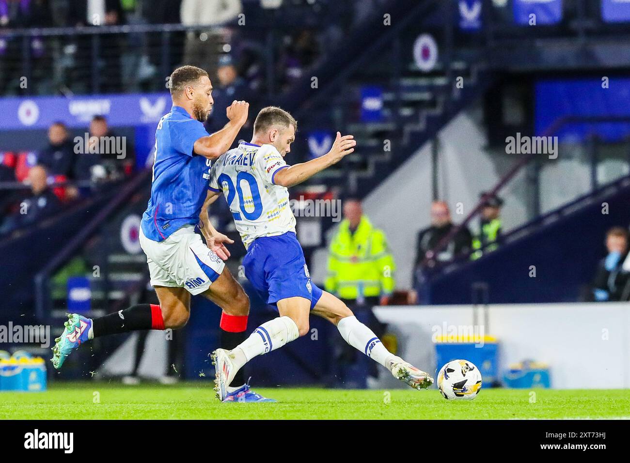 Glasgow, Großbritannien. August 2024. Die Rangers spielten Dynamo Kyiv in der Champions League im Hampden Park in Glasgow, Schottland. Das Endresultat war Dynamo Kiew mit 0:2, und die Tore wurden von O. Pikhalionok (82) und N. Voloshyn (84) erzielt. Quelle: Findlay/Alamy Live News Stockfoto
