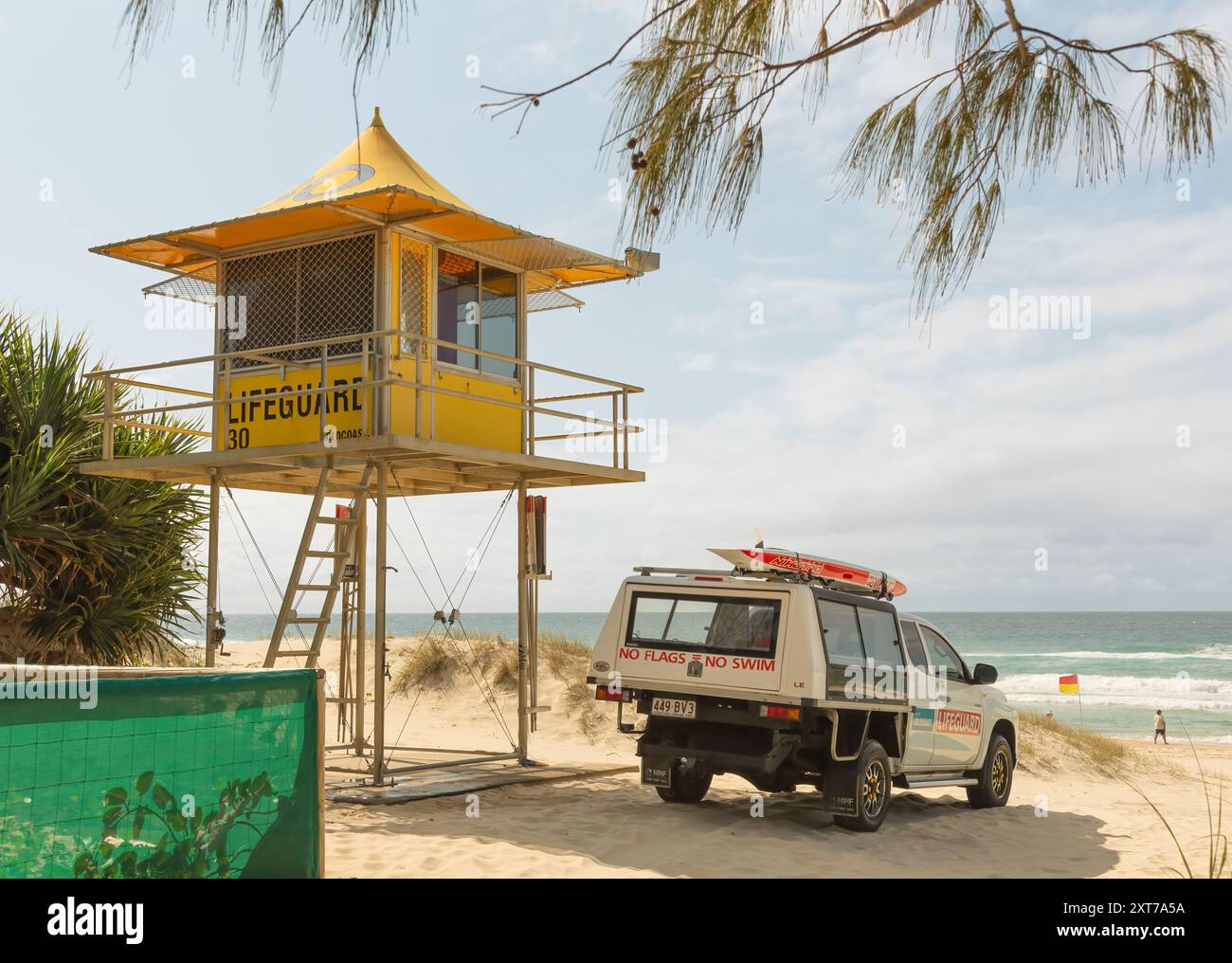 Rettungsstation, GOLD COAST, QUEENSLAND, AUSTRALIEN. Einrichtung am 11. August 2024 und bei Bedarf einsatzbereit. Stockfoto