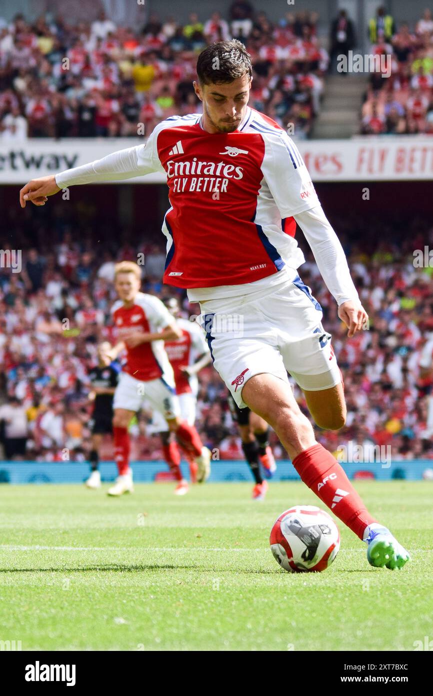 London, Großbritannien. August 2024. Arsenal Mittelfeldspieler Kai Havertz (29) während des Freundschaftsspiels Arsenal FC gegen Olympique Lyonnais im Emirates Stadium, London, England, Vereinigtes Königreich am 11. August 2024 Credit: Every Second Media/Alamy Live News Stockfoto