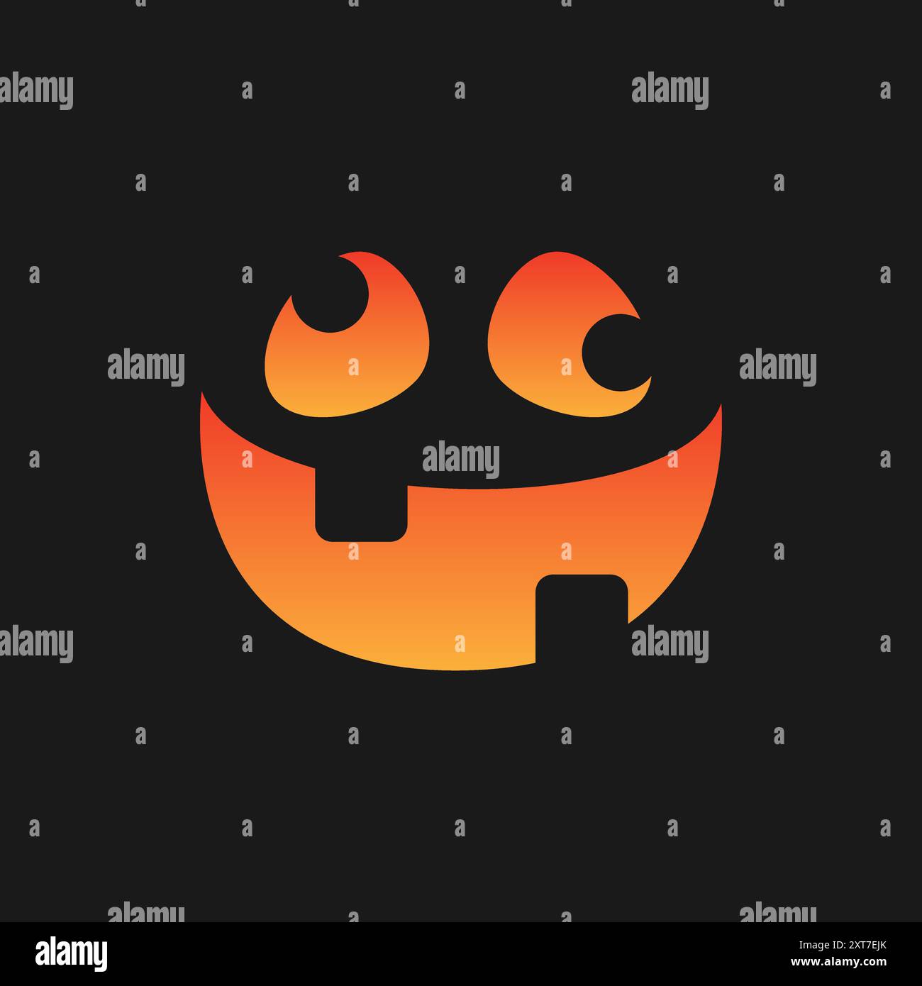 Jack O Laterne Gesicht Halloween Kürbis Symbol. Niedliches lustiges böses Gesicht Ausdruck einfaches Vektor-Design-Element. Halloween Monster gruselige Horrorbilder. Stock Vektor