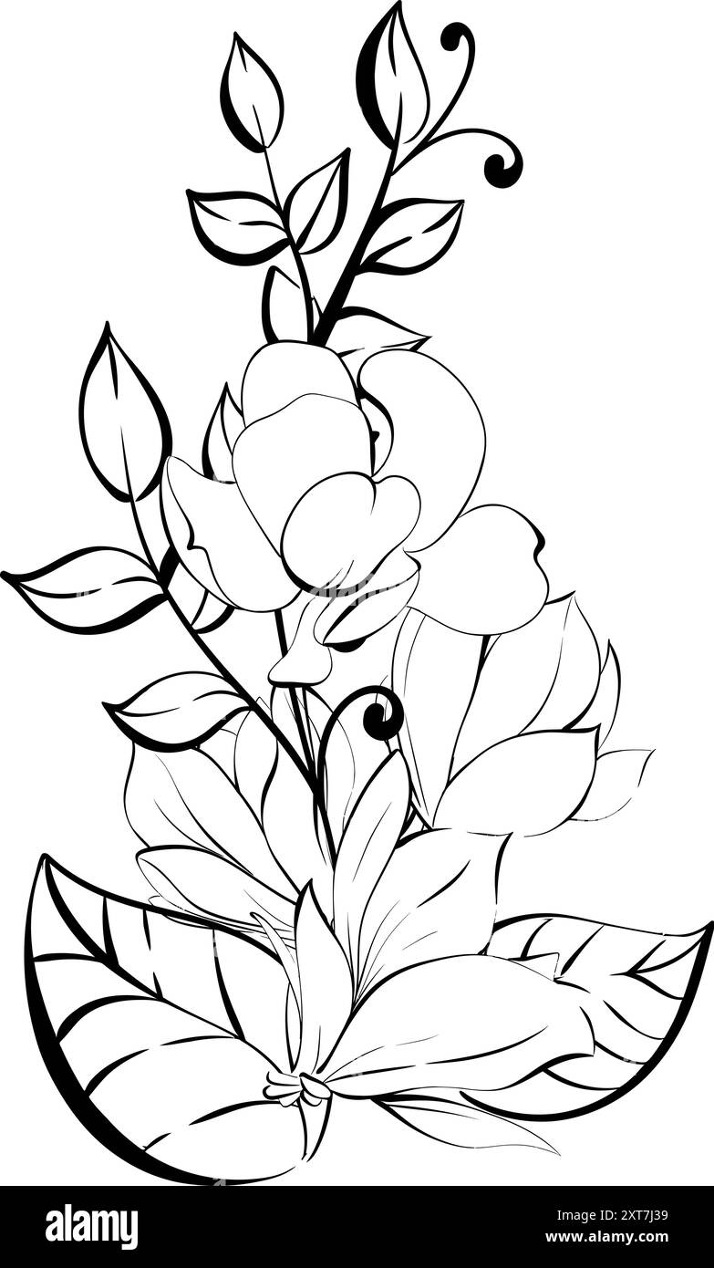 Magnolien-Vektormuster. Frühlings-Clipart, Designelement im romantischen Stil. Clipart für Design im Stil von Paris, Frankreich Stock Vektor