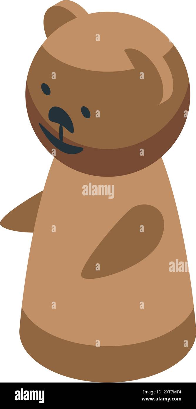 Klassischer brauner Teddybär mit offenen Armen, wie bereit für eine Umarmung, in isometrischer Darstellung Stock Vektor