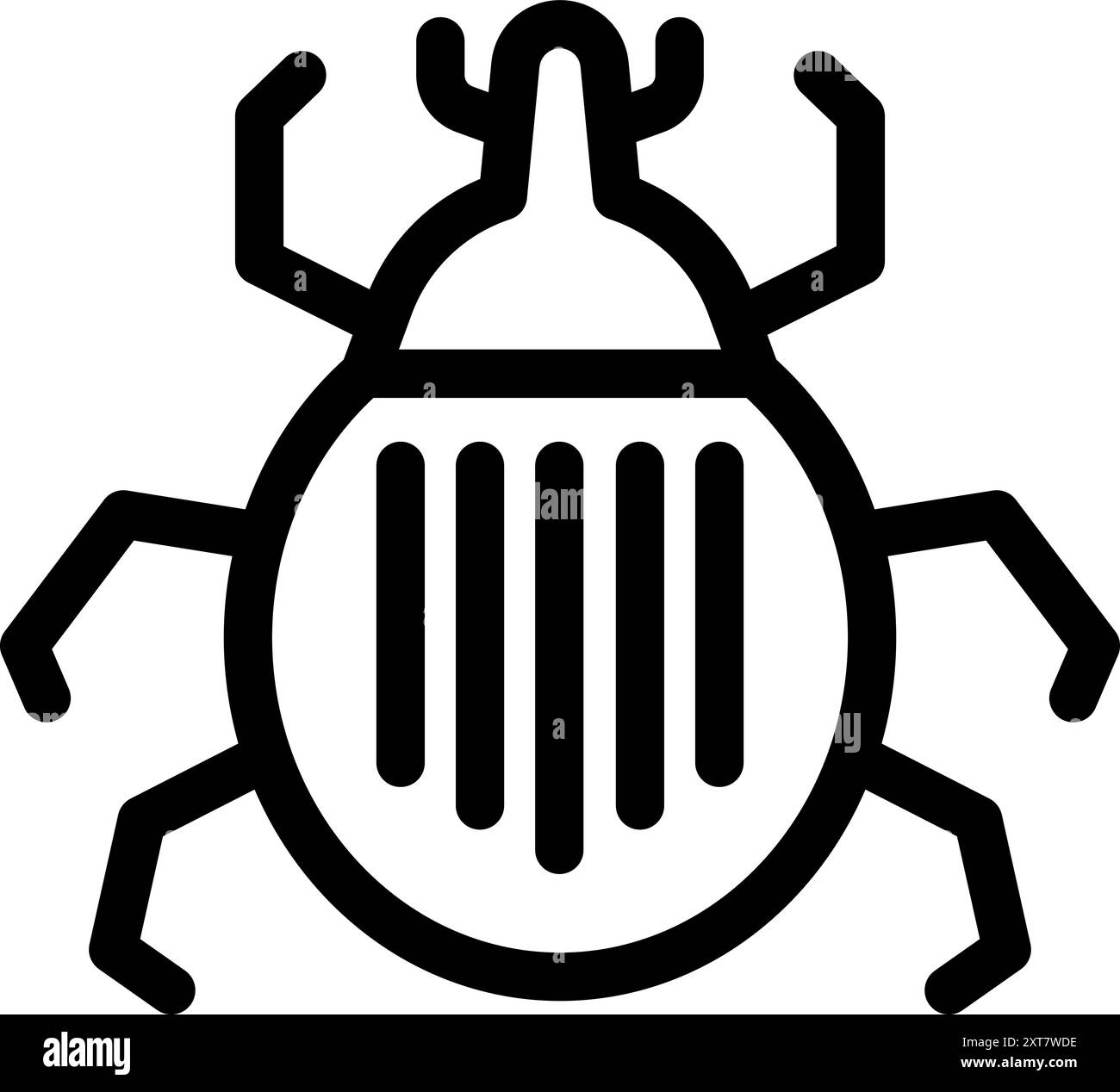 Schlichtes, auffälliges Symbol eines Kartoffelkäfers aus colorado, ein üblicher Gartenschädling Stock Vektor