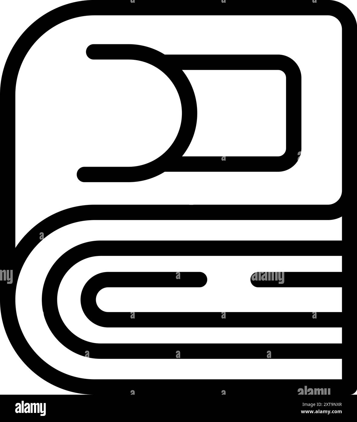 Einfaches, schwarz-weißes Vektorliniensymbol eines Buches mit Lesezeichen, ideal zur Darstellung von Lesen, Bildung oder Literatur Stock Vektor