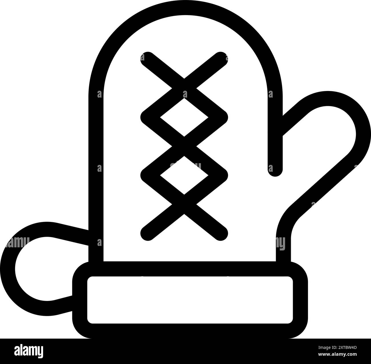 Line Art-Symbol eines gesteppten Ofenhandschuhs, der für den sicheren Umgang mit heißem Kochgeschirr in der Küche unerlässlich ist Stock Vektor