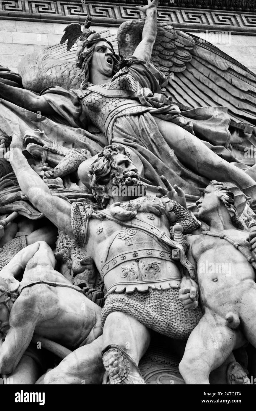 Kunstfassade am Arc de Triomphe, Paris Frankreich Stockfoto