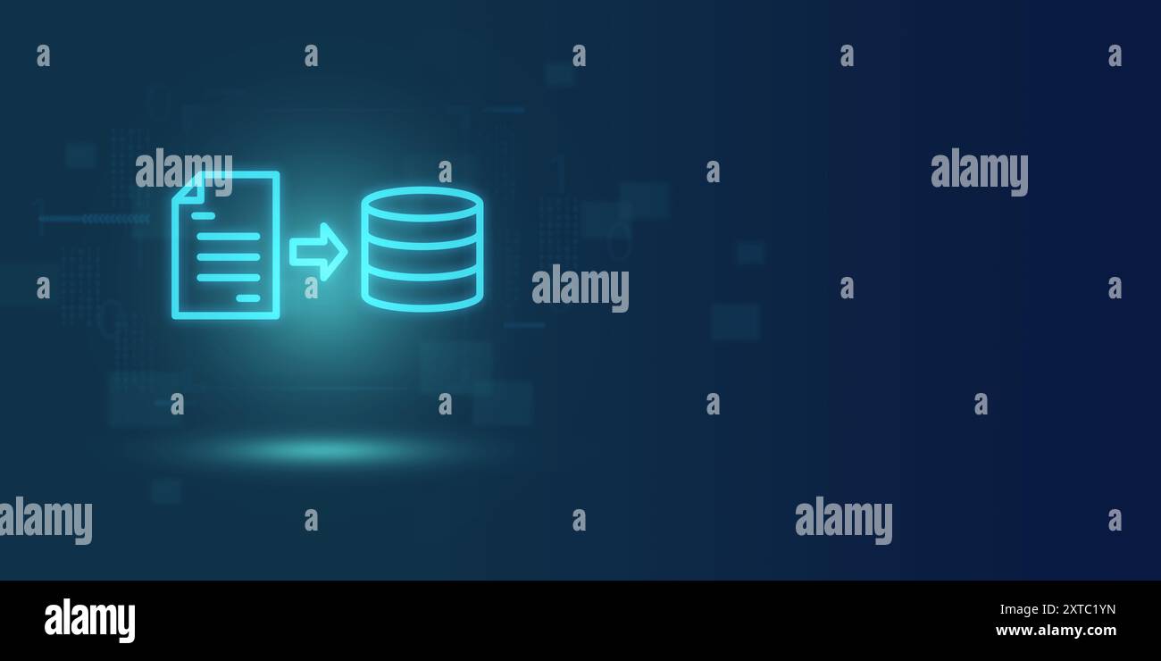 Konzept der Cloud-Computing- und Datenspeichertechnologie, abstrakter blauer Hintergrund mit Cloud-Server-Symbolen, Datenschutzsystem zum Schutz der Datensicherheit Stockfoto