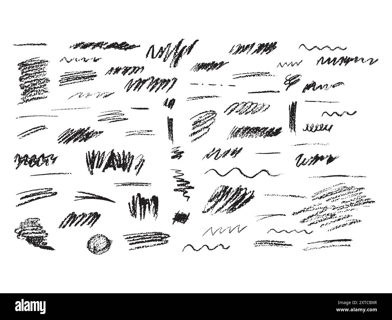 Vektor Pinselstriche Sammlung, Tintenspritzer, grungy gemalte Linien, künstlerische Designelemente: Wellen, Kreise, Dreiecke. Vektor-Pinselset Stock Vektor