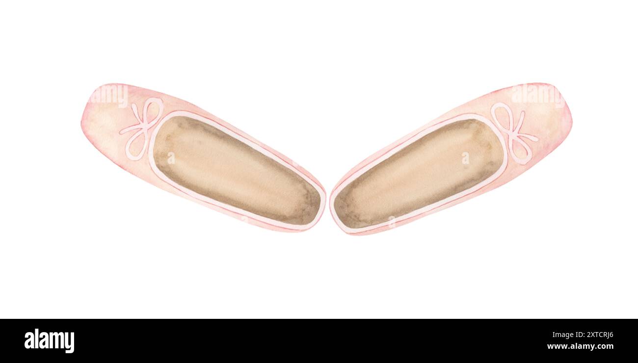 Ein Paar Trainingsballettschuhe in Wasserfarben Stockfoto