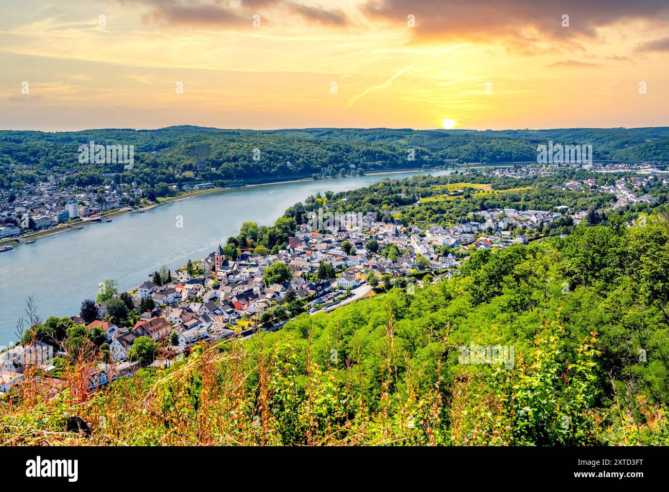 Blick auf Erpel, Erpeler Ley, Deutschland Stockfoto