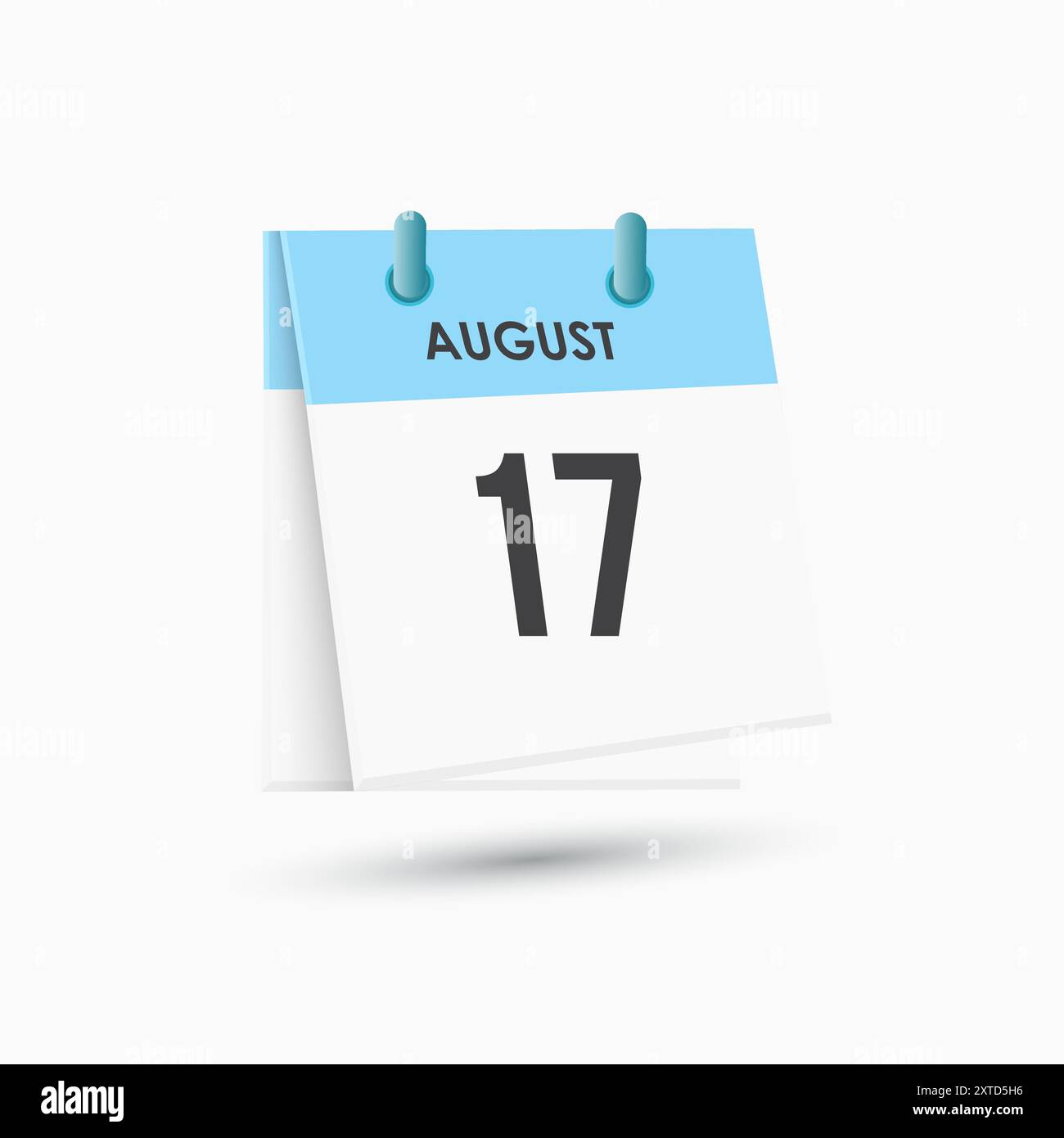 August: Kalender- und Zeitplaner. Erinnerung an das Symbol „Tageskalender“. Vektorabbildung. Stock Vektor