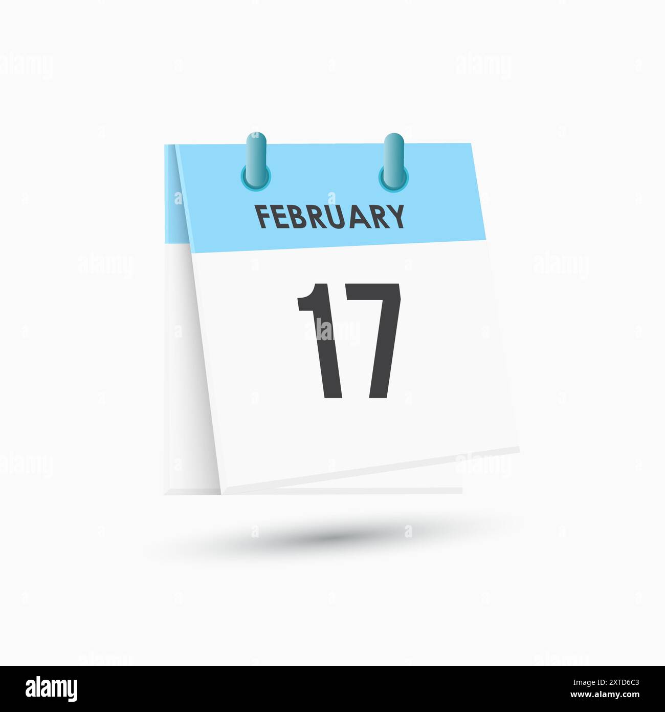 Februar: Kalender- und Zeitplaner. Erinnerung an das Symbol „Tageskalender“. Vektorabbildung. Stock Vektor