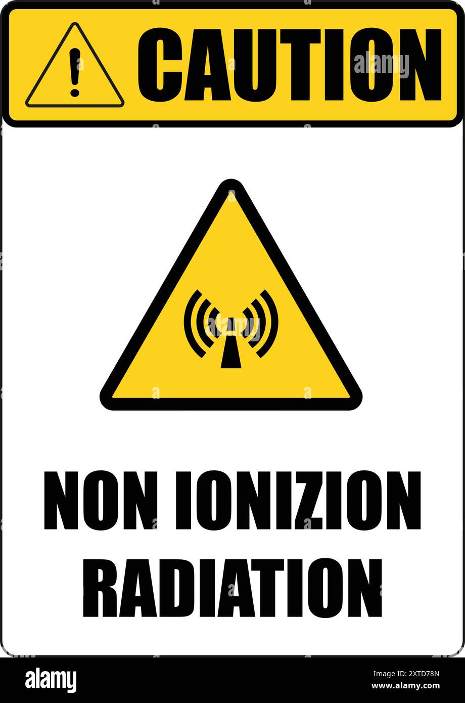 Platine für nicht ionisierende Strahlung ] Symbol, Anzeige der Strahlengefahr, Vorsicht nicht-ionisierende Strahlung, Warnung bei Strahlenexposition, Warnung Hochfrequenz h Stock Vektor