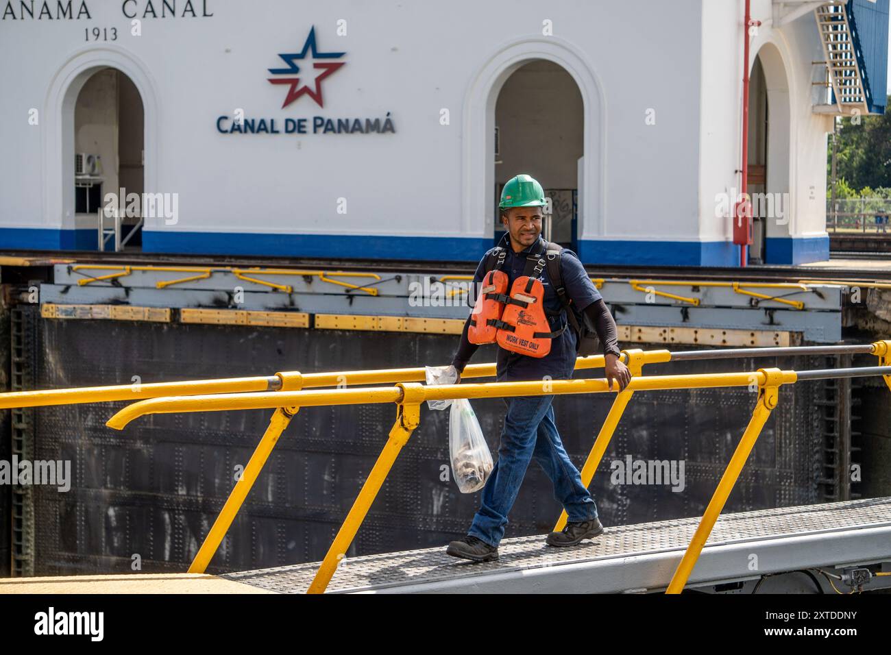 Schleusen von Miraflores, Panamakanal (Canal de Panama) Stockfoto