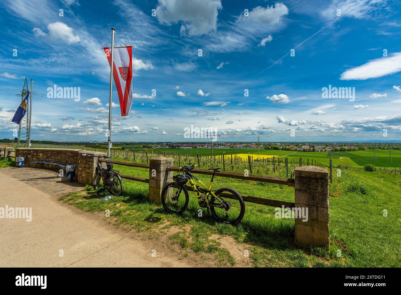Blick von der Florsheimer Warte auf die Rhein-Main-Ebene, Hessen, Deutschland Stockfoto