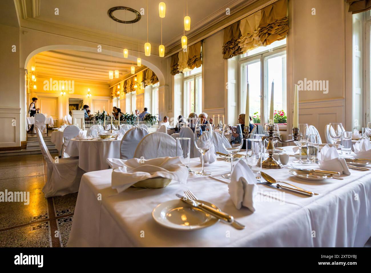 Das ehemalige Sanatorium Schatzalp ist heute ein Hotel. Thomas-Mann-Weg, Davos, Graubünden, Schweiz Stockfoto