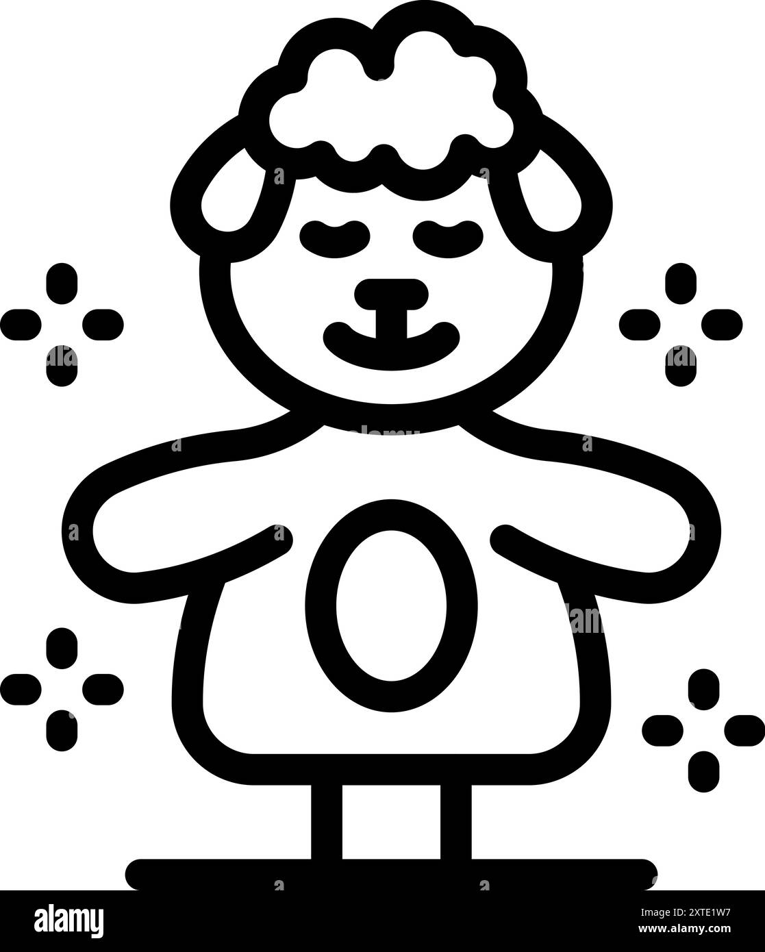 Niedliches Cartoon-Schaf mit T-Shirt steht und lächelt Stock Vektor