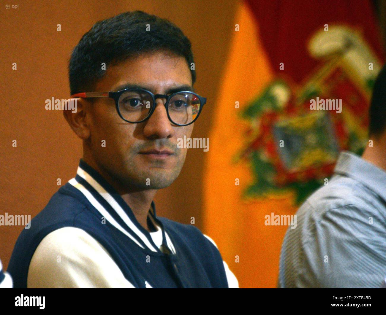 CUENCA PRESSEKONFERENZ DANIEL PINTADO Cuenca, Ecuador 14. August 2024 im Rathaus der doppelte Olympiasieger Daniel Pintado mit dem Bürgermeister von Cuenca Cristhian Zamora, informierte in einer Pressekonferenz über seine Teilnahme an den Olympischen Spielen Paris 2024 Foto Boris Romoleroux API SOI CUENCA RUEDADEPRENSA DADEPRENSA DANTADO 4d388f78e76b134f7686888e374f5e3768f7686868f5e374f5eCopyright: xBORISxROMOLEROUXx Stockfoto