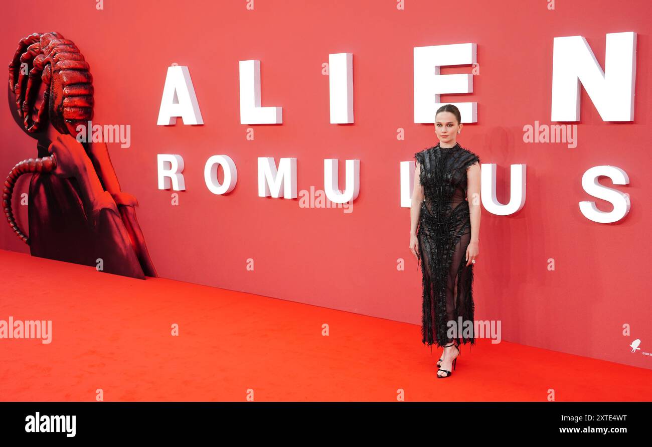 Cailee Spaeny nimmt an der britischen Gala-Vorführung von Alien: Romulus am Cineworld Leicester Square in London Teil. Bilddatum: Mittwoch, 14. August 2024. Stockfoto