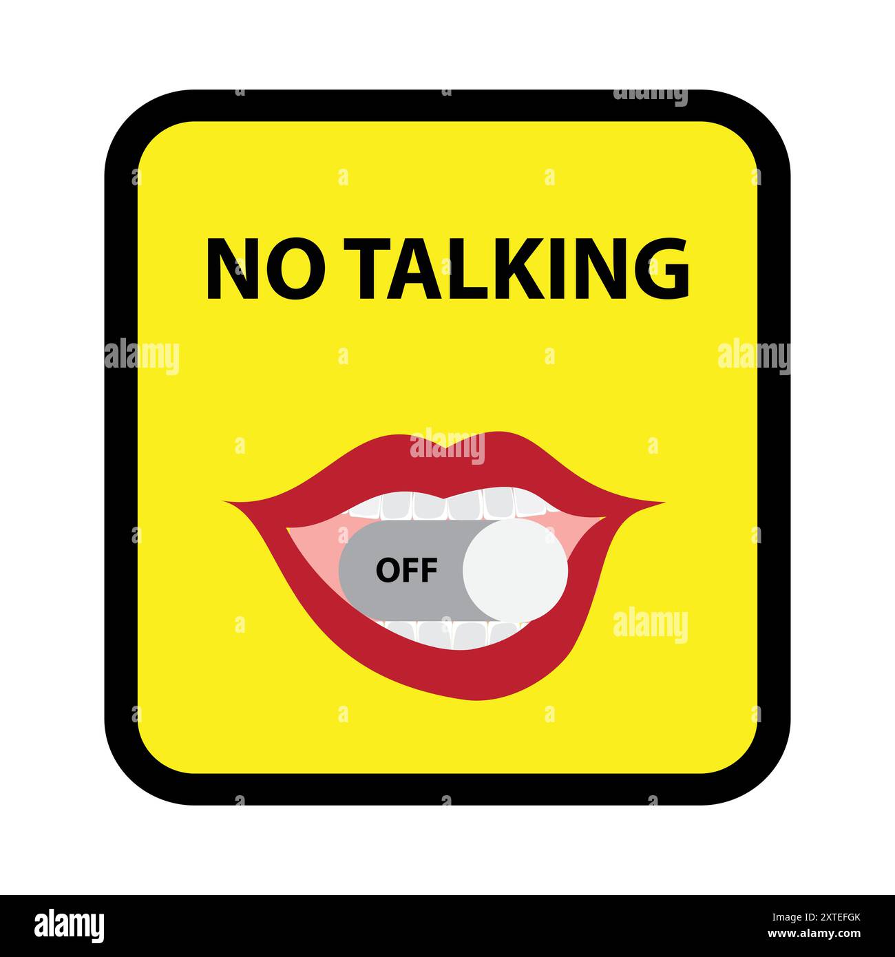 Mund einer Frau mit OFF-Knopf und der SMS kein Sprechen Stock Vektor